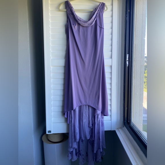 Alex Evenings Floral Y2K Purple  High/low Chiffon/Silk  Dress - Picture 7 of 14